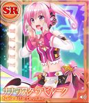  artist_request detached_sleeves fang headphones jacket long_hair midriff miniskirt nana_asta_deviluke navel official_art pink_eyes pink_hair skirt smile solo sparkle tail to_love-ru to_love-ru_darkness:_idol_revolution twintails 
