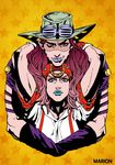  bad_id bad_pixiv_id blue_lipstick hat johnny_joestar jojo_no_kimyou_na_bouken lipstick makeup marion-ville multiple_boys purple_hair purple_lipstick steel_ball_run 