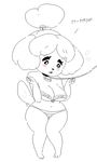  blush bra breasts collar english_text female isabelle_(animal_crossing) leash nintendo smut-valerian solo text underwear video_games wide_hips 