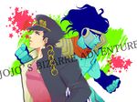  bad_id bad_pixiv_id black_hair blue_hair chain coco_(h221414) gakuran hat jojo_no_kimyou_na_bouken kuujou_joutarou multiple_boys school_uniform 