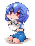  ayanami_rei blue_hair bowl carrying chopsticks eating food holding neon_genesis_evangelion noodles ramen red_eyes school_uniform shinapuu short_hair simple_background sitting solo white_background 