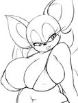  anthro bat big_breasts bikini breasts cleavage clothed clothing female hair huge_breasts mammal navel rouge_the_bat sega smile solo sonic_(series) speeds swimsuit wings 