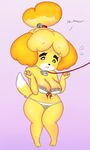  animal_crossing anthro areola bra camel_toe canine collar dog erect_nipples female hoshime isabelle_(animal_crossing) mammal nintendo nipple_slip nipples panties solo underwear video_games 