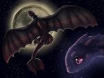  dragon female flying how_to_train_your_dragon moon night night_fury outside rika solo stars wings 