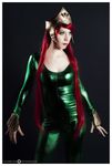  1girl aquaman_(series) bodysuit cosplay crown dc_comics highres mera photo red_hair romi_lã­a solo standing 