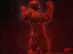  biceps butt demon flexing looking_back muscles plain_background reaver2kl4u red_background solo 