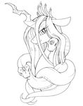  changeling female feral friendship_is_magic longinius looking_at_viewer monochrome my_little_pony queen_chrysalis_(mlp) reptile scalie smile snake 