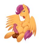  absurd_res animal_genitalia balls cub dickgirl equine feral friendship_is_magic fur hair hi_res horsecock inktwist intersex mammal my_little_pony navel open_mouth orange_fur pegasus penis plain_background pregnant purple_eyes purple_hair saliva scootaloo_(mlp) solo tongue tongue_out white_background wings young 