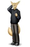  blue_eyes boots canine clothing dan_scarlet fennec fox hoodie male mammal pants plain_background smile solo white_background 