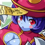  bad_id bad_pixiv_id blue_hair blue_skin breasts cleavage cleavage_cutout hat jiangshi konpeto large_breasts lei_lei lowres short_hair solo vampire_(game) zombie 