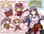  acdc akiyama_mio alternate_costume angus_young bad_id bad_pixiv_id bass_guitar black_hair cabbie_hat chibi cosplay drumsticks enmaided facepaint guitar hat hirasawa_yui horns instrument k-on! kiss_(rock_band) kotobuki_tsumugi kurt_cobain left-handed long_hair maid multiple_girls nakano_azusa nirvana_(band) numako organ peter_criss peter_criss_(cosplay) polka_dot sunglasses tainaka_ritsu 