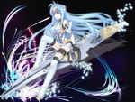  android bad_id bad_pixiv_id blue_hair elbow_gloves gloves gun highres kos-mos legs long_hair ohse red_eyes solo weapon xenosaga xenosaga_episode_i 