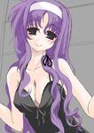  breasts chemise cleavage frapowa headband large_breasts long_hair lyrical_nanoha mahou_shoujo_lyrical_nanoha_strikers purple_hair solo tsukimura_suzuka 