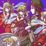  ? bunbunmaru crossed_arms fairy hong_meiling multiple_girls newspaper pointing profile serious sweatdrop touhou verynezumi wings 