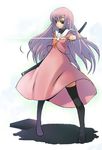  hayate_no_gotoku! katsura_hinagiku long_hair non-web_source pink_hair school_uniform serafuku sheath solo sword thighhighs weapon 