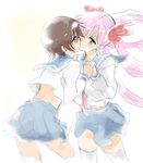  couple haramura_nodoka hareta kiss kiyosumi_school_uniform miyanaga_saki multiple_girls saki school_uniform serafuku thighhighs yuri 