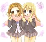  bad_id bad_pixiv_id blonde_hair blue_eyes brown_eyes brown_hair error hairband k-on! kotobuki_tsumugi long_hair mikurun multiple_girls scarf school_uniform shared_scarf short_hair tainaka_ritsu v 