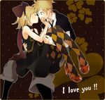  1girl bad_id bad_pixiv_id blonde_hair blue_eyes brother_and_sister english hair_ribbon incest kagamine_len kagamine_rin pantyhose ribbon short_hair siblings twincest twins utako vocaloid 