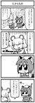  4koma :3 animal_ears bkub cat_ears cat_tail chen comic earrings greyscale hair_over_eyes hat jewelry monochrome mouse_ears mouse_tail multiple_girls multiple_tails nazrin short_hair tail touhou translated 