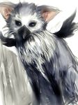  animal_ears beak black_eyes cat_ears creature fumio_(rsqkr) griffin no_humans solo the_last_guardian trico_(character) wings 