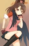  brown_eyes brown_hair gloves gyakuten_kenji gyakuten_saiban hijiri_ruka ichijou_mikumo key ponytail scarf skirt solo 