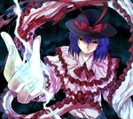  bad_id bad_pixiv_id blue_hair electricity halomiya hands hat nagae_iku red_eyes shawl short_hair solo touhou 