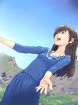  akinbo_(hyouka_fuyou) brown_hair copyright_request day long_hair sky solo 
