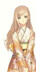  blonde_hair brown_eyes highres japanese_clothes kimono long_hair non-web_source shining_(series) shining_wind solo tanaka_takayuki touka_kureha 