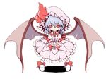  bat_wings blue_hair hat highres red_eyes remilia_scarlet shishigami_(sunagimo) short_hair solo touhou wings wrist_cuffs 