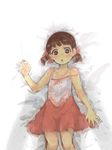  bad_id bad_pixiv_id brown_eyes brown_hair child doujima_nanako dress from_above imminent_rape lying noboribetsu persona persona_4 shadow short_hair solo strap_slip twintails 