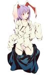  age_regression animal_ears bunny_ears dress_shirt long_hair oversized_clothes panties purple_hair red_eyes reisen_udongein_inaba shirt skirt skirt_pull solo sousou_(sousouworks) touhou underwear younger 