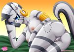  anthrofied anthroified breasts butt cutie_mark ear_piercing equine female friendship_is_magic gold_ring mammal my_little_pony palcomix piercing pussy seductive striped_skin white_skin zebra zecora_(mlp) 