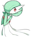  gardevoir green_hair hair_over_one_eye lotosu no_humans pokemon red_eyes short_hair simple_background solo white_background 