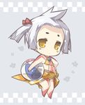  ball beachball blush_stickers chibi hikimayu kotamaru_(pajama_soft) personification short_hair solo ultra_series ultraman_(1st_series) white_hair yellow_eyes 