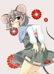  animal_ears ass ass_grab blush capelet grabbing_own_ass grey_hair highres mepikari mouse_ears mouse_tail nazrin red_eyes short_hair solo tail touhou 