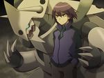  1boy aggron cyaneko male male_focus mega_pokemon pokemon shinji_(pokemon) 