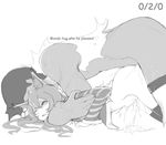 1girl bottomless boy_on_top clothed_female_nude_male cum cum_in_pussy doggystyle dr._mundo empty_eyes fucked_silly grabbing grabbing_from_behind greyscale height_difference hetero highres kumiko_shiba league_of_legends lulu_(league_of_legends) monochrome nude overflow rolling_eyes sex stomach_bulge thighhighs top-down_bottom-up 