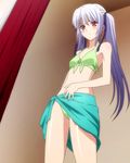  1girl blush breasts highres lisa_eostre long_hair panties red_eyes small_breasts solo standing stitched twintails underwear walkure_romanze white_hair 