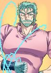  aqua_eyes beard facial_hair gloves green_eyes hermit_purple jojo_no_kimyou_na_bouken joseph_joestar male_focus manle one_eye_closed palette_swap solo stand_(jojo) 