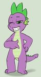 clopper-dude dragon friendship_is_magic green_eyes grin half-closed_eyes looking_at_viewer male my_little_pony purple_scales smile solo spike_(mlp) young 