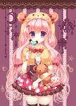  :p animal_hood bear_hair_ornament bow carrying food hair_bow hair_ornament hair_ribbon highres holding hood ice_cream ice_cream_cone long_hair looking_at_viewer original pink_hair pinstripe_pattern polka_dot_skirt purple_eyes ribbon smile solo striped stuffed_animal stuffed_toy suzune_rena teddy_bear thighhighs tongue tongue_out wrist_cuffs zettai_ryouiki 