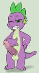  animal_genitalia anthro balls big_penis clopper-dude cub dragon erection friendship_is_magic green_eyes grin half-closed_eyes hand_on_hip horsecock looking_at_viewer male my_little_pony nude open_mouth penis pointing purple_scales scalie shadow sharp_teeth smile solo spike_(mlp) standing teeth vein veiny_penis young 