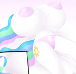  absurd_res anthro anthrofied big_breasts breasts cutie_mark equine female friendship_is_magic fur hair hi_res horn huge_breasts hyper hyper_breasts lamiaaaa mammal multi-colored_hair my_little_pony nipples panties princess_celestia_(mlp) solo underwear white_fur winged_unicorn wings 