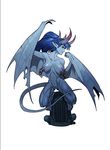  1girl blue_hair blue_skin breasts female gargoyle hair horn horns long_hair looking_at_viewer md5_mismatch medium_breasts monster monster_girl newface nipple_piercing nipple_rings nipples piercing pointy_ears red_eyes resized solo tail unknown_artist wings 