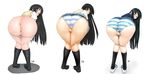  akiyama_mio anus ass bent_over black_eyes black_hair blush censored feet from_behind highres huge_ass k-on! legs libre long_hair looking_back no_shoes panties panty_pull pubic_hair pussy school_uniform simple_background socks solo thick_thighs thighs underwear white_panties wide_hips 