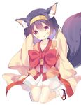  animal_ear_fluff animal_ears blush chestnut_mouth fox_ears fox_tail hatsuse_izuna japanese_clothes kimono no_game_no_life open_mouth purple_eyes purple_hair solo tail yuizaki_kazuya 