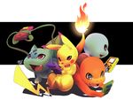  bulbasaur charmander cute feral fire gameboy gaming group mammal mouse nintendo open_mouth pikachu plain_background pok&#233;mon pok&eacute;mon reclining reptile rodent rudragon scalie sitting squirtle tongue turtle video_games 