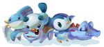  blush crocodile cute evilqueenie eyes_closed group mammal mudkip mustelid nintendo one_eye_closed open_mouth oshawott otter penguin piplup plain_background pok&#233;mon pok&eacute;mon red_eyes reptile scalie smile squirtle standing totodile turtle video_games 