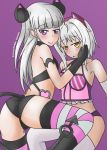  cat_ears demon_girl demon_tail hair_ornament high_school_dxd long_hair naruse_maria pointy_ears purple_eyes shinmai_maou_no_testament short_hair silver_hair succubus tail toujou_koneko yellow_eyes 