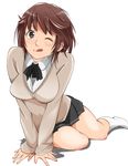  :d amagami breasts brown_eyes brown_hair large_breasts open_mouth sakurai_rihoko school_uniform smile 